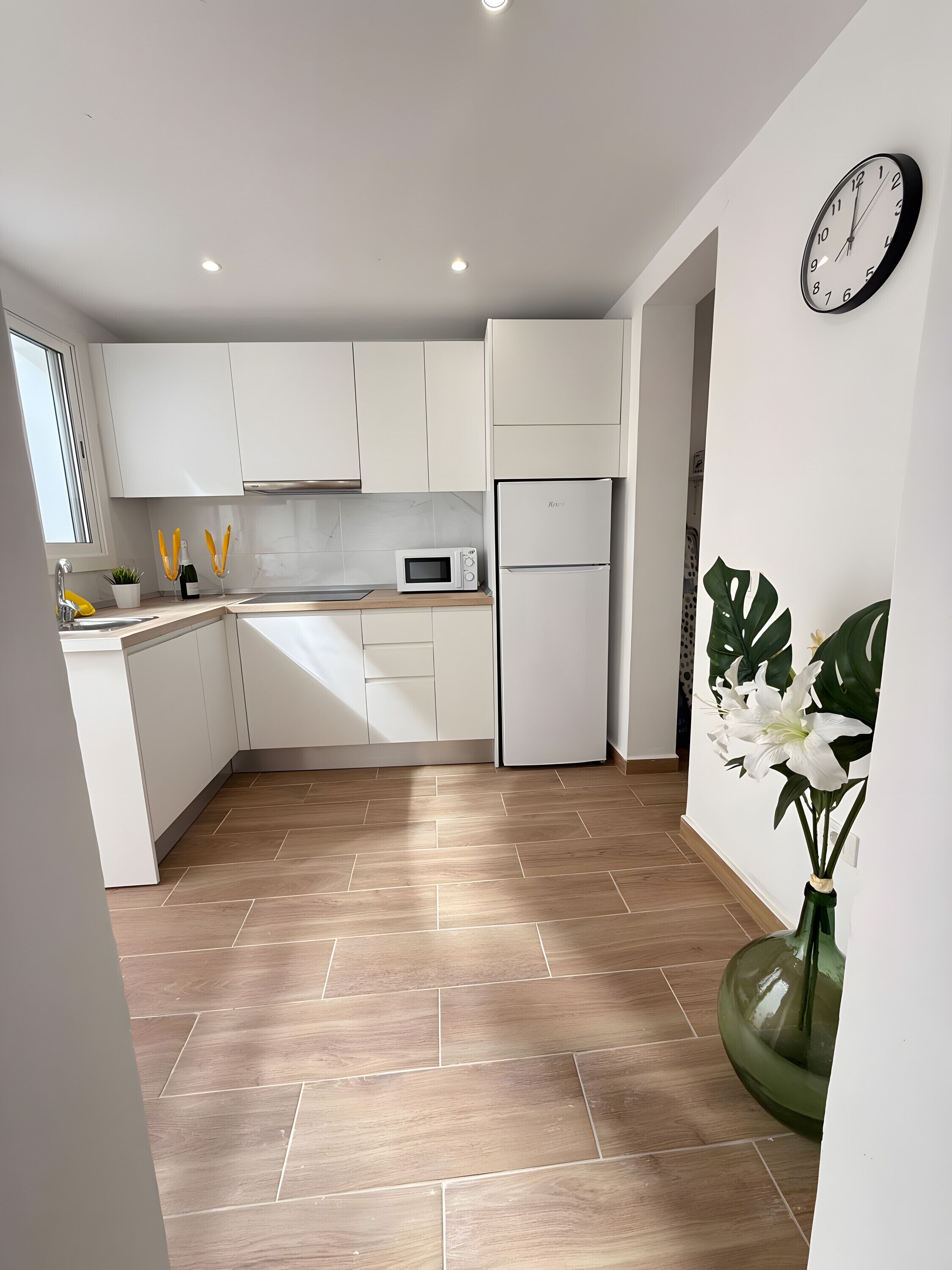 Een koelkast, een magnetron, een kookplaat