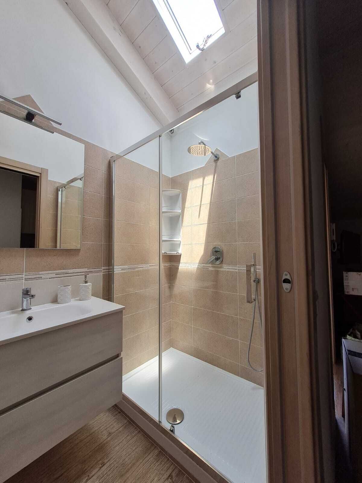 Shower, bidet, towels, soap