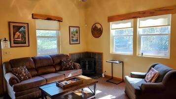 電視、壁爐、DVD 播放機、書籍