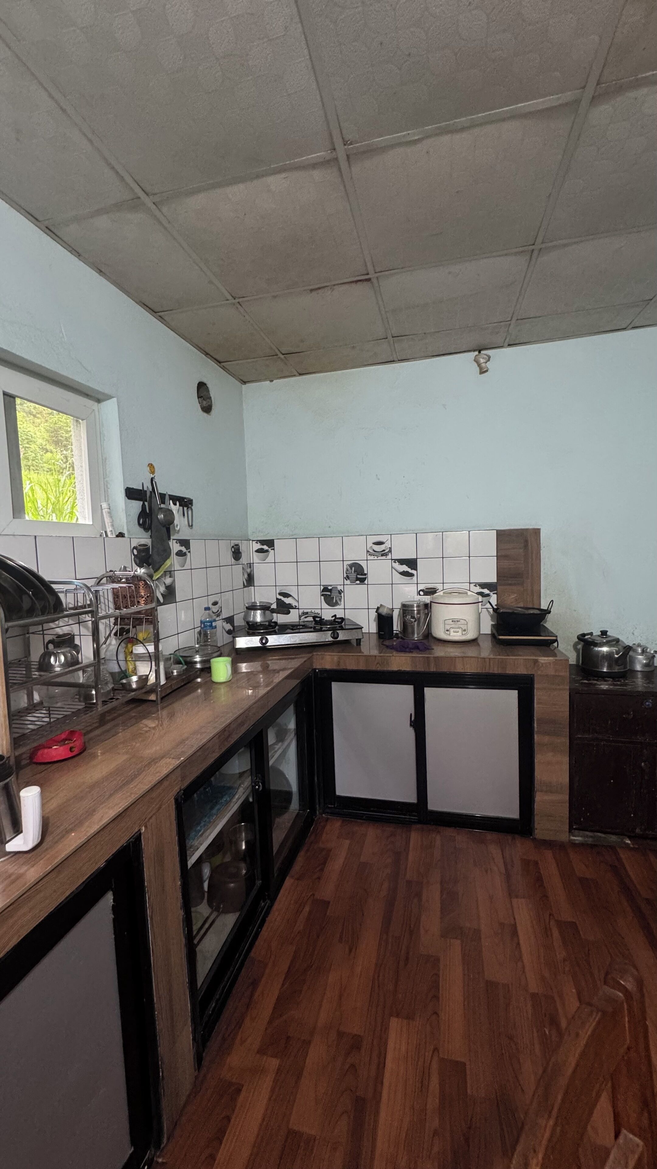 Fridge, cookware/dishes/utensils