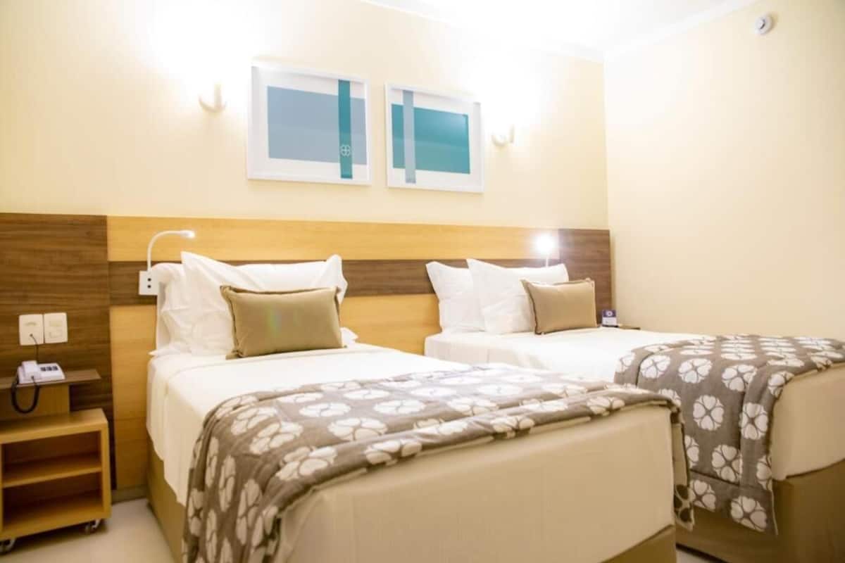 Habitación estándar con 2 camas individuales | Caja de seguridad en la habitación y escritorio