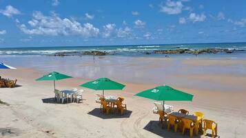 On the beach, white sand