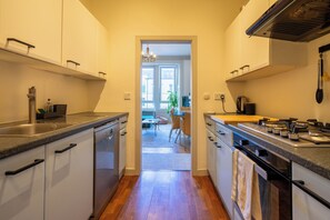 Microwave, oven, stovetop, dishwasher - Stylish Georgian Home • Prime Location Near Tram & City Centre (Edinburgh)