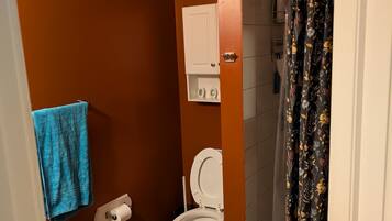 Shower, jetted bath, hair dryer, bidet
