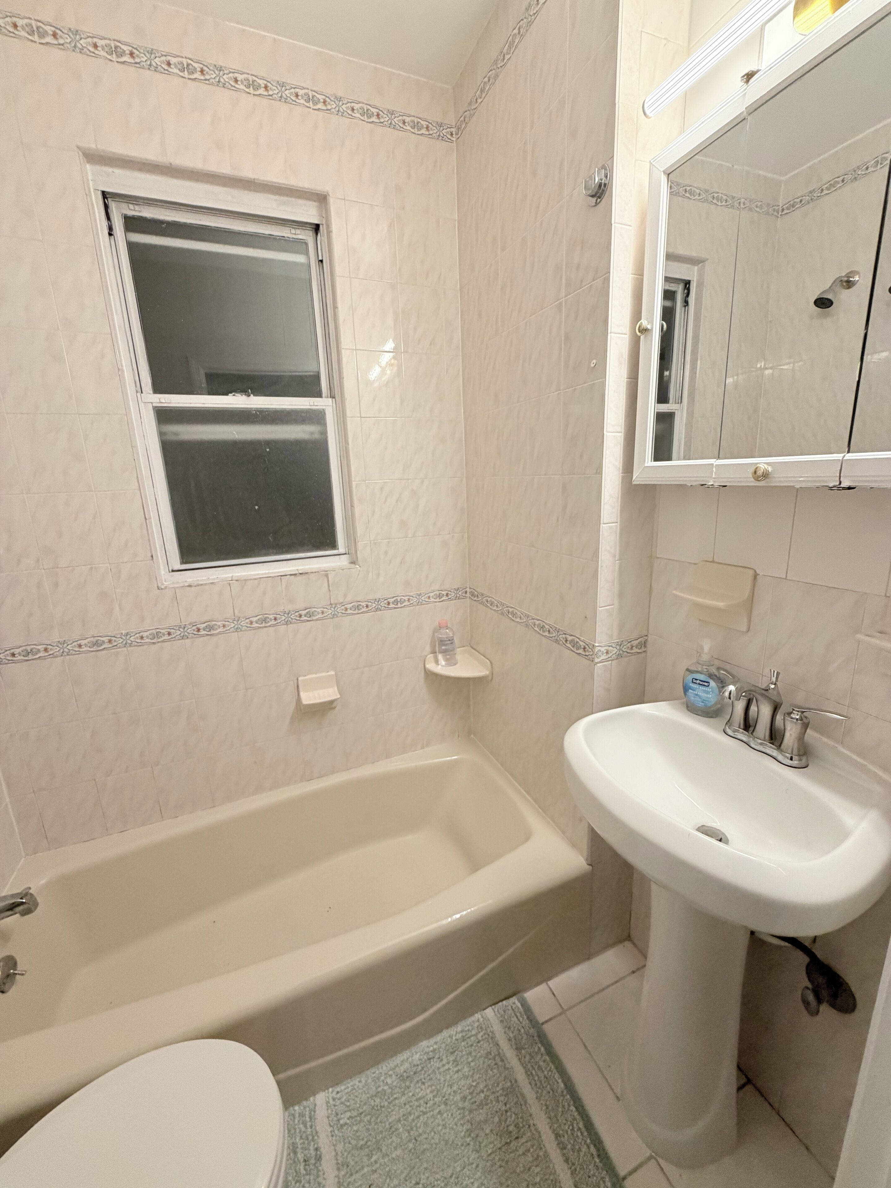 Secadora de cabello, toallas, jabón, papel de baño 