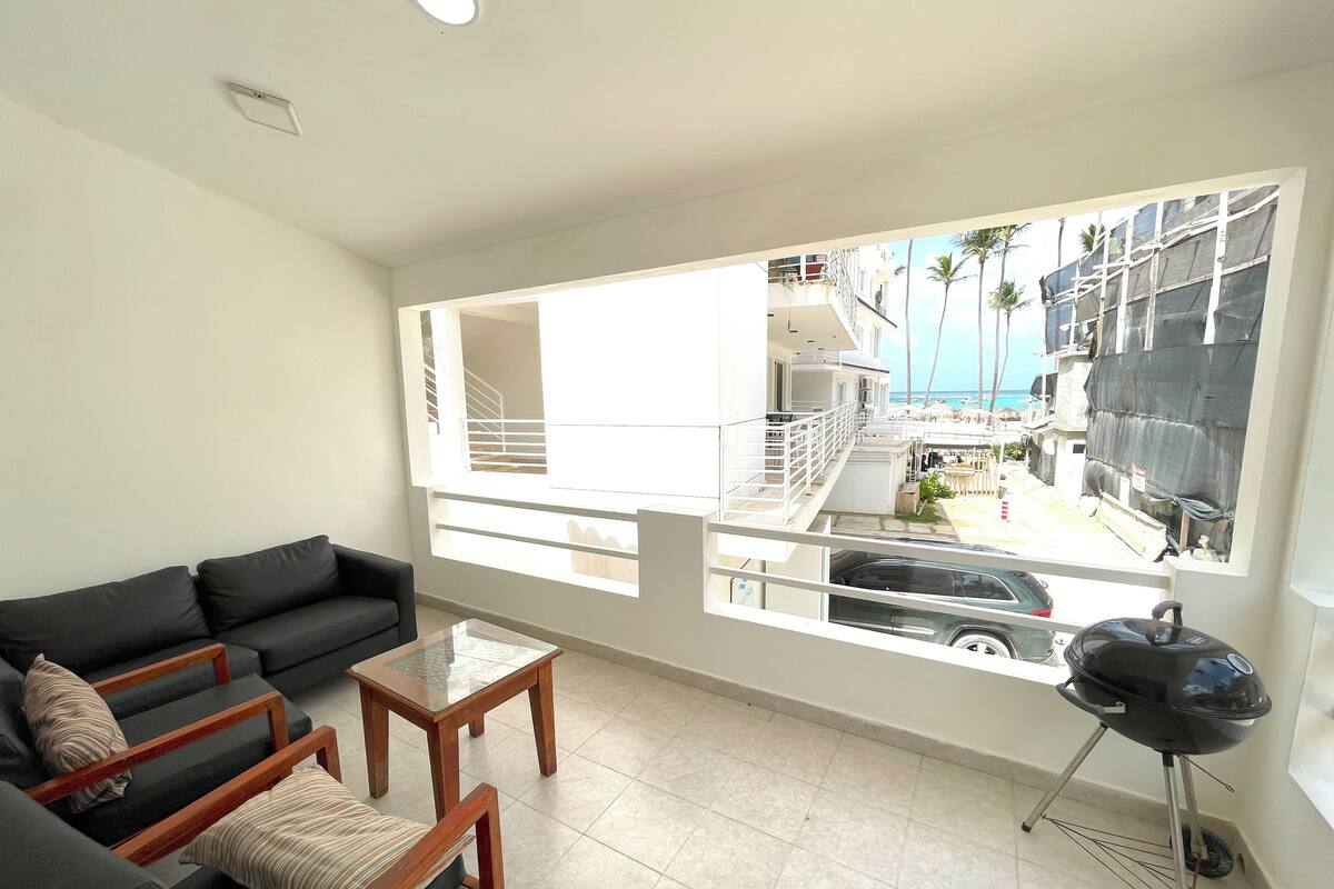 Comfort-Apartment, 2 Schlafzimmer, Meerblick, am Strand | Terrasse/Patio