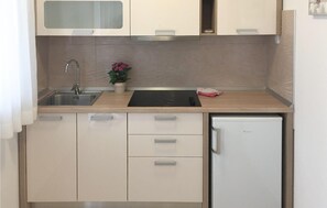 Fridge, oven, coffee/tea maker