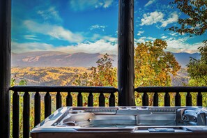 Outdoor spa tub - Best View In Smokies! Sleeps 30, Central, Luxury! (Sevierville)