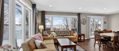 TV, fireplace, ping pong, books