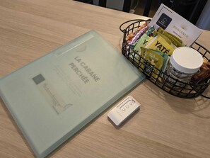 Hair dryer, towels, toilet paper