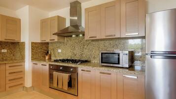 Frigorífico, microondas, horno y placa de cocina