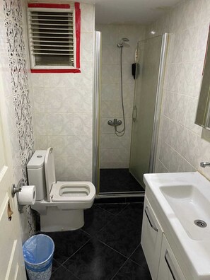 Hair dryer, towels, toilet paper