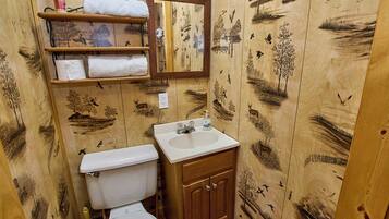 Regadera, toallas, papel de baño