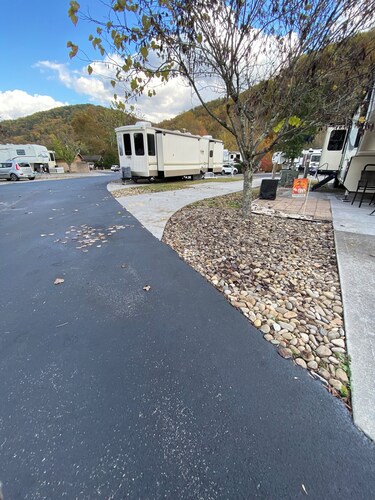 Camping in the Smokies Brookside RV Resort Site only Lot #30 with Trolley Stop