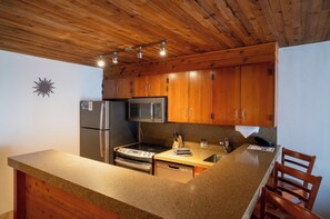 Microwave, oven, stovetop, dishwasher - Studio at the Iron Blosam at Snowbird resort. (Sandy)