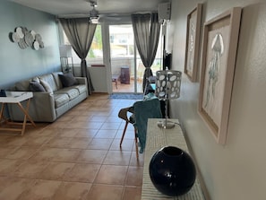 Living area - Relaxing beachfront retreat, pool view balcony near Rainforest El Yunque (Río Grande)