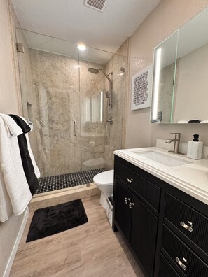 Shower, hair dryer, towels, soap - 2 bedroom condo minutes from Wilton Manors and the beaches (Fort Lauderdale)