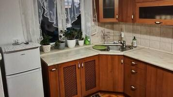 Fridge, oven, stovetop