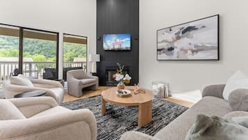 Smart TV, fireplace, video games, books