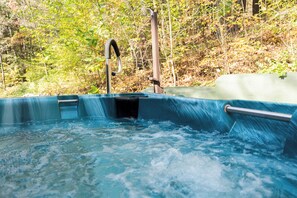 Outdoor spa tub - Hot Tub, Wood-burning Fireplace on Four Acres of Forest (Margaretville)