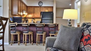 TV, fireplace, DVD player, video library