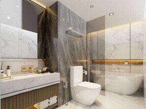 Free toiletries, hair dryer, slippers, towels