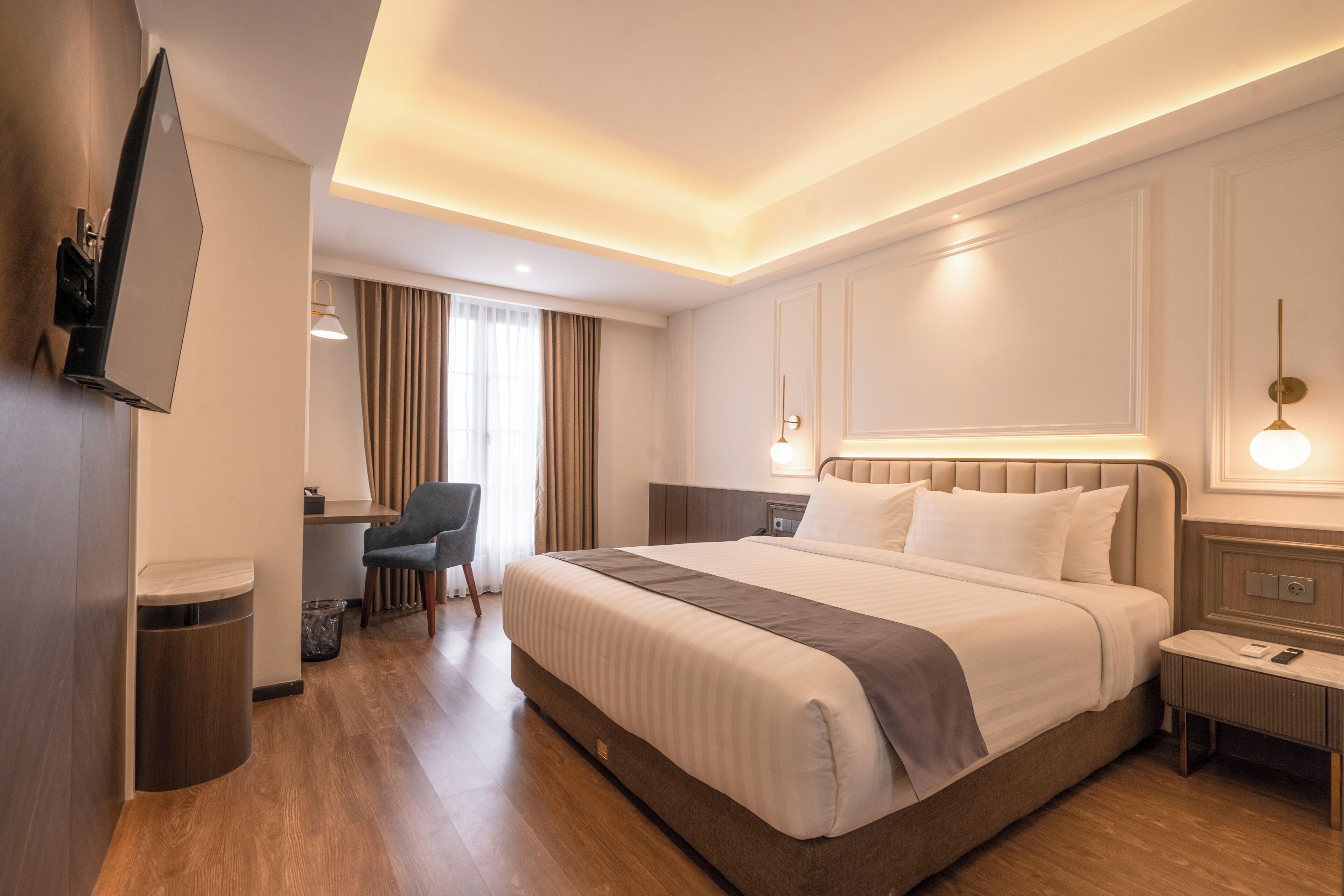 Minibar, in-room safe, desk, blackout curtains