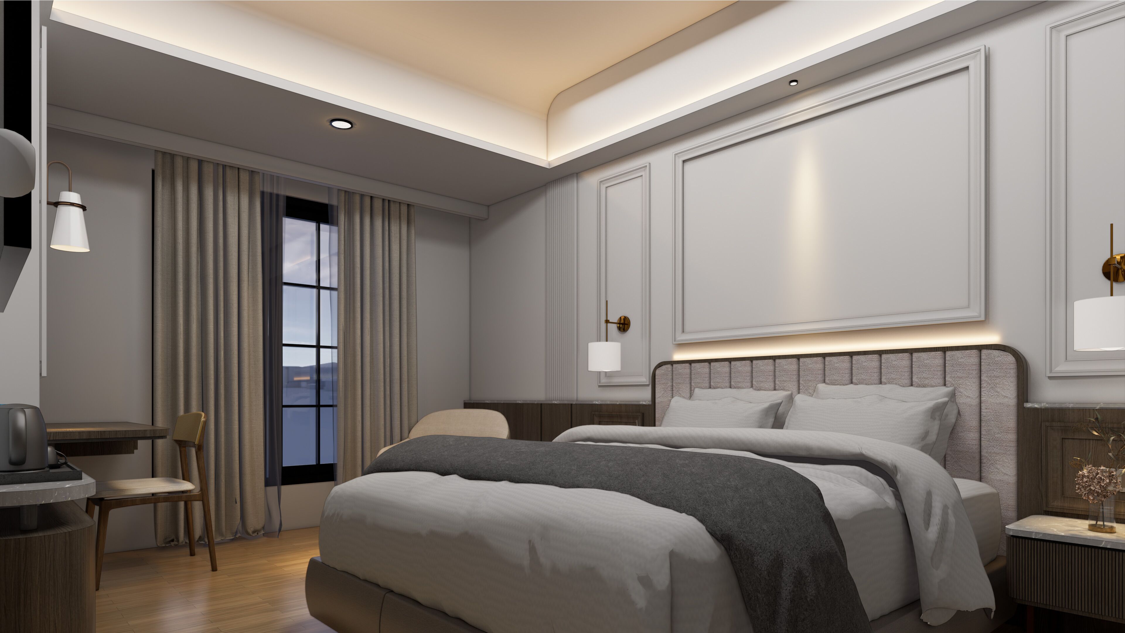 Deluxe Double Room | Minibar, in-room safe, desk, blackout drapes