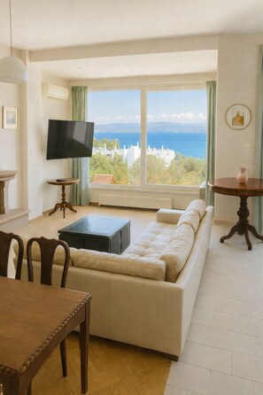TV, fireplace, stereo - Mediterranean Beach Organic All-Inclusive Villa (Drosia)