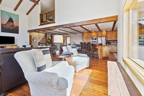 Smart TV, fireplace, DVD player, video library