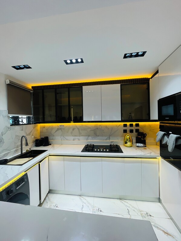 Luxury Apartment, Balcony, City View | Private kitchen