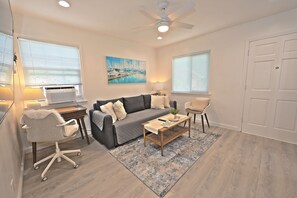 Living area - Uptown Whittier Modern Comfort 1-BR, Nearby Disneyland, Knotts Berry (Whittier)