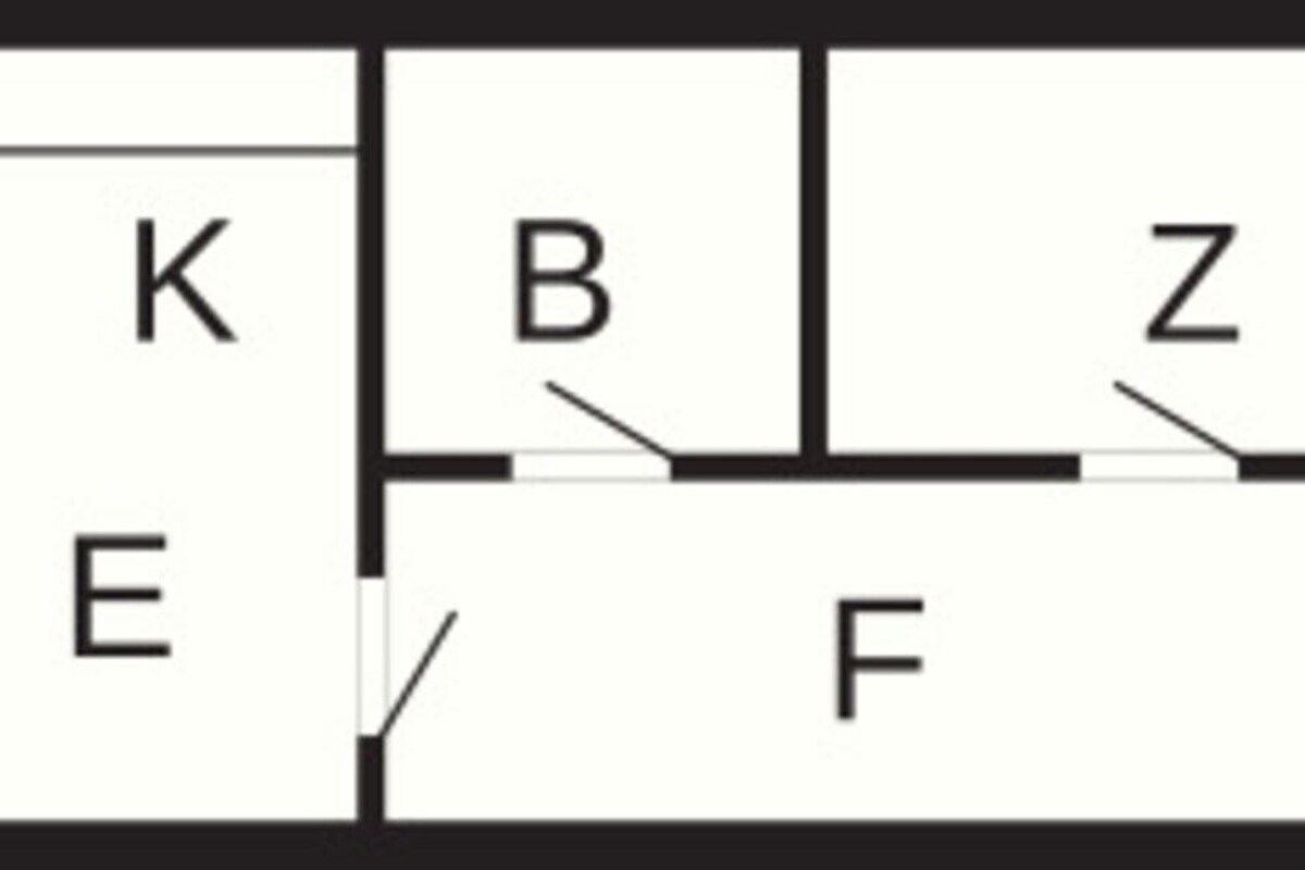 Grundriss mit beschrifteten Räumen: AL, W, K, E, B, F, Z und H.
