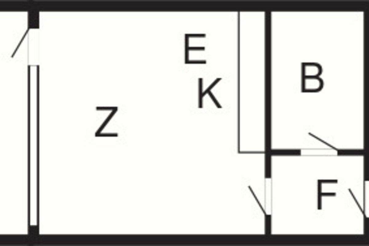 Ein Grundriss mit den beschrifteten Räumen TE, Z, E, K, B und F.
