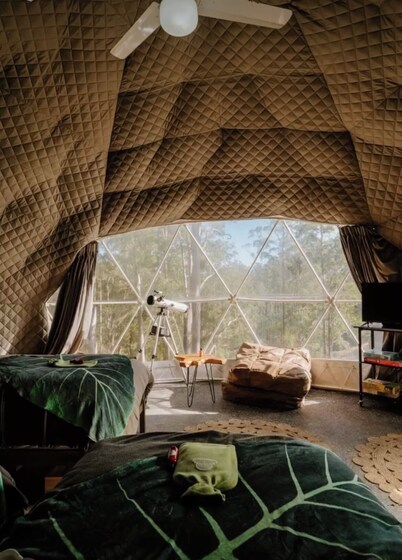 Treetop Domes over an enchanting valley of Eucalypt forest