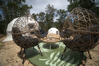 Treetop Domes over an enchanting valley of Eucalypt forest