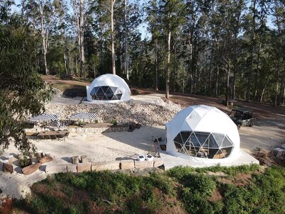 Treetop Domes over an enchanting valley of Eucalypt forest