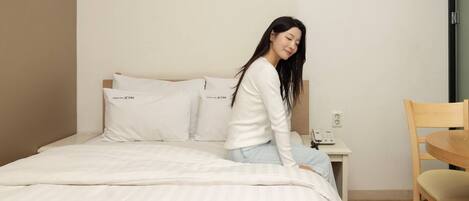 Hypo-allergenic bedding, individually decorated, desk, blackout drapes