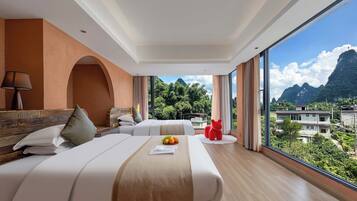 Chambre Luxe avec lits jumeaux, vue montagne | Vue de la chambre