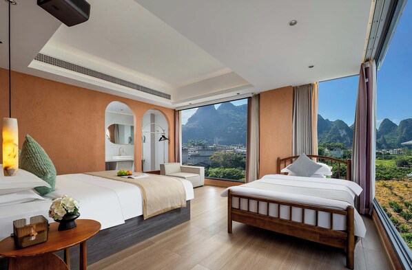 ห้องแฟมิลี่ทริปเปิล, วิวภูเขา | ผ้าม่านกันแสง, Wi-Fi ฟรี, ผ้าปูที่นอน