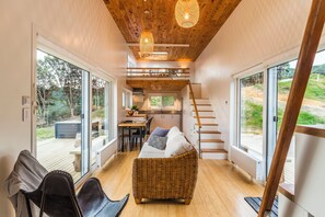 Living area - Tiny Greenie - Passive Tiny House, Golden Bay (Takaka)