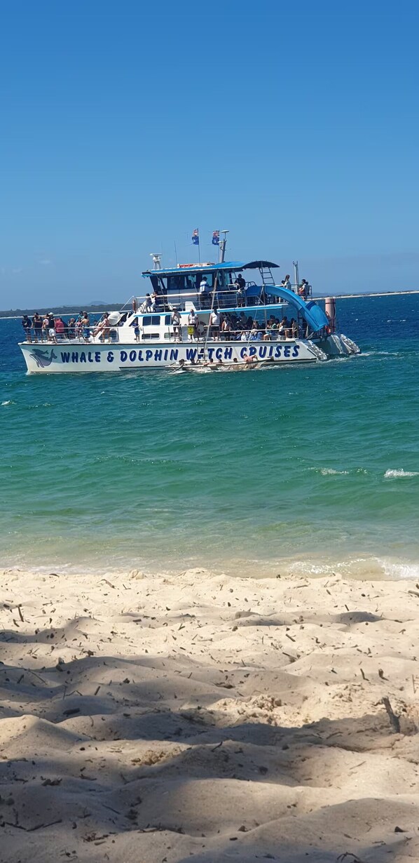 Beach nearby, sun loungers, beach towels