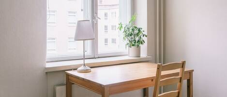 Blackout curtains, iron/ironing board, free WiFi