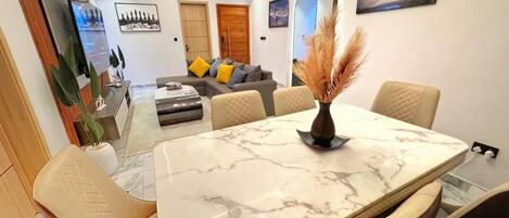 Apartment, Balcony, Beach View | Living area