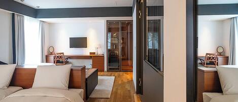 In-room safe, desk, blackout curtains, soundproofing