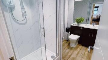 Hair dryer, towels, toilet paper