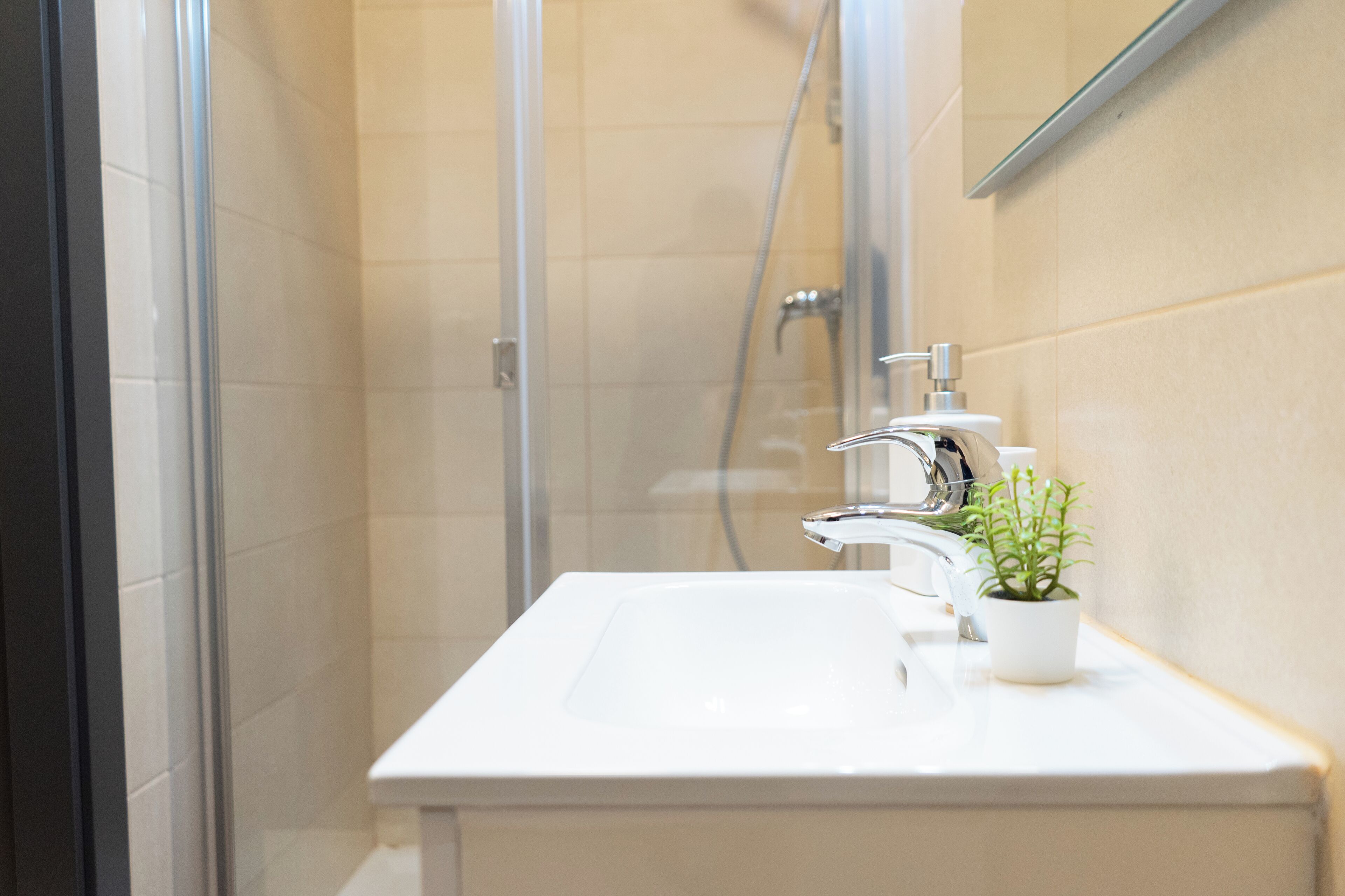 Basic Double Room | Bathroom | Shower, hair dryer, towels, soap