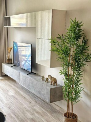 Apartment, 3 Bedrooms, Air conditioning, Beachside | Living area | Flat-screen TV - Modern 3BR Apt With Large Balcony (Marsalforn)