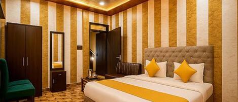 Lakens van Egyptisch katoen, luxe beddengoed, een kluis op de kamer