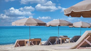 Private beach, sun loungers, beach umbrellas, beach towels